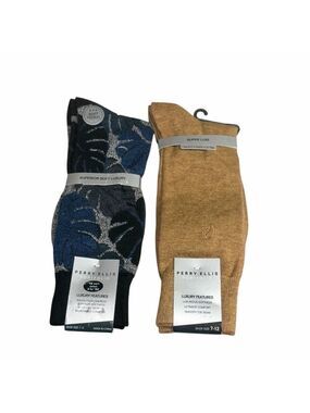 Perry Ellis Portfolio Men's Socks One Size Blue Multi Tan Heather